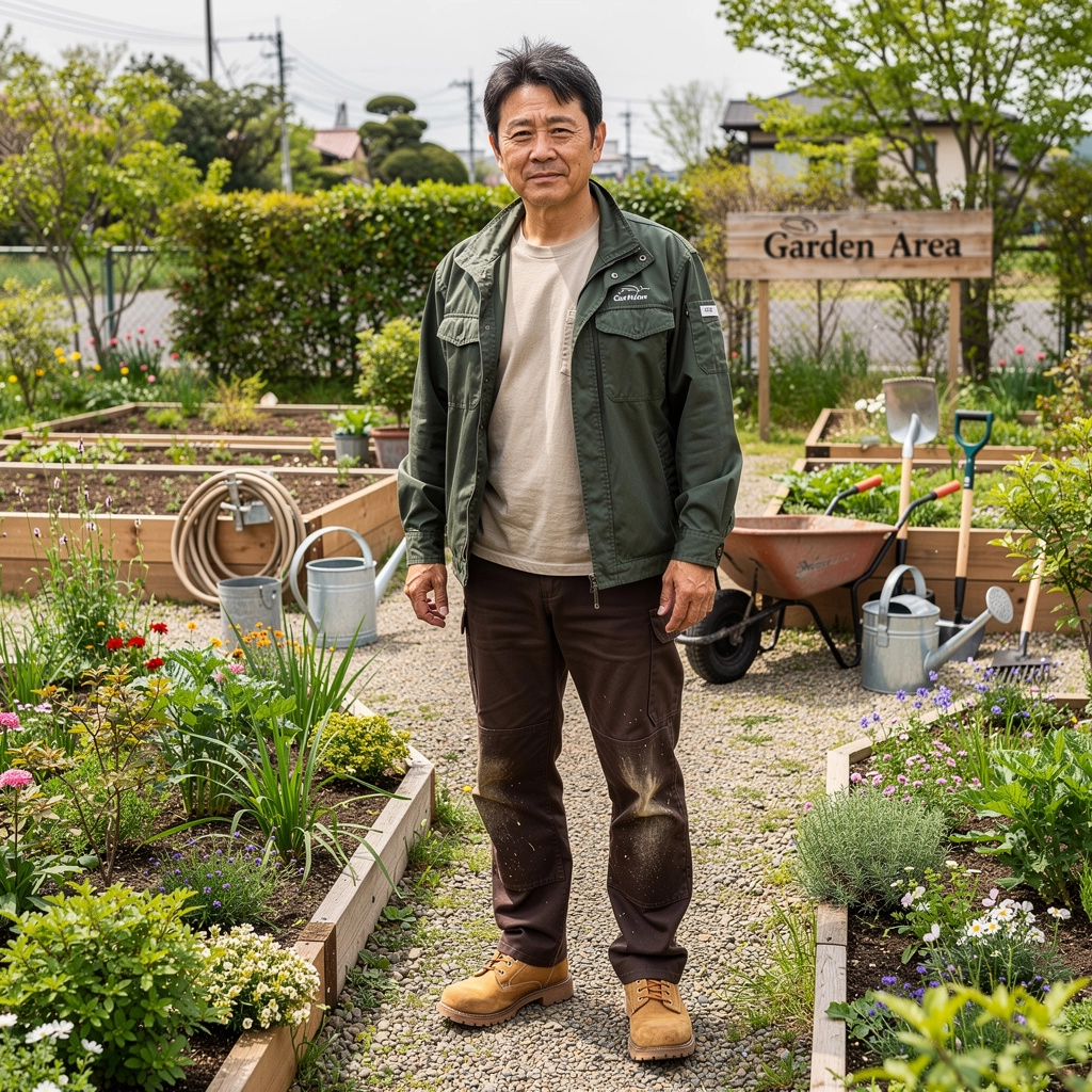 花壇に咲く春の花々の全体像